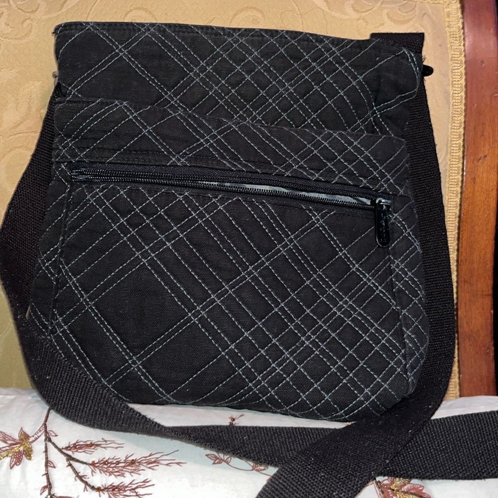 Thirty-One Black Quilted Medium Crossbody Purse